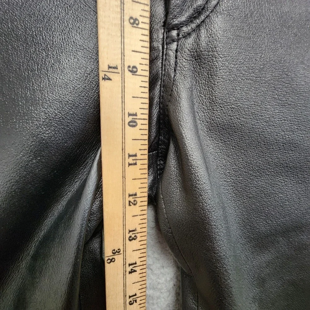 Womens Leather Pants Sz 8 (26x28) Black Lined Quiet Luxury Euro Chic Moto Biker‎